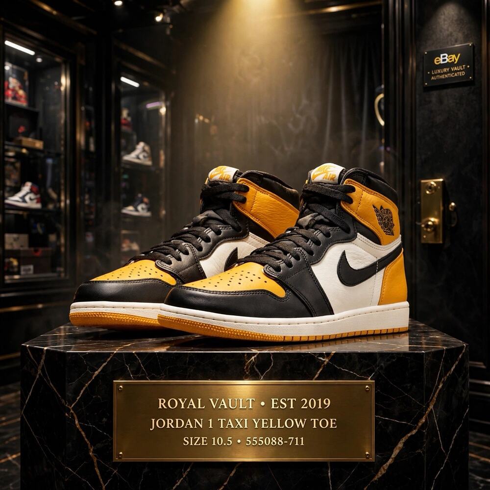 Size 10.5 - Air Jordan 1 Retro High OG Taxi Yellow Toe 555088-711